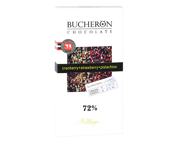 Шоколад BUCHERON горький с клюква,клубника и фисташка в карт 100г / интернет-магазин Виноград