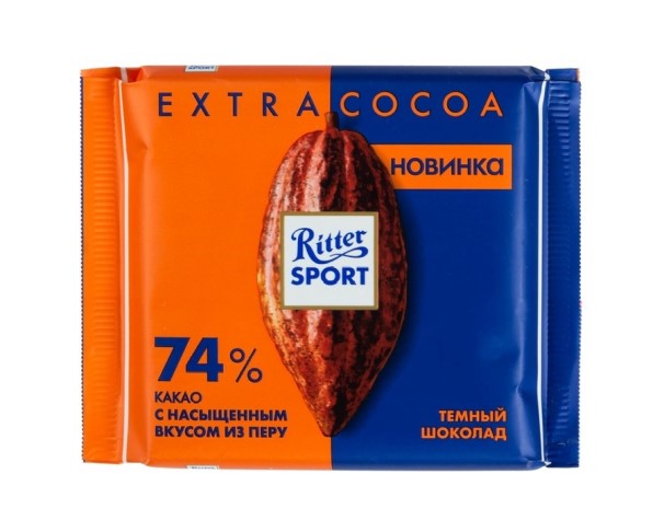 Шоколад RITTER SPORT темный 74% какао с насыщенным вкусом из Перу / интернет-магазин Виноград