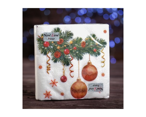 Салфетки Fresco Новогодний кант 33*33см 20шт / интернет-магазин напитков Лоза в Улан-Удэ