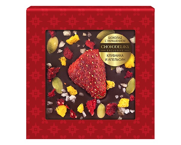 Шоколад ШОКОДЕЛИКА темный Клубника и апельсин 35г / интернет-магазин напитков Лоза в Улан-Удэ