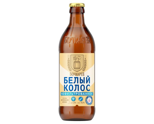 Пивной напиток БОЧКАРЕВ Белый колос н/ф  4,5% 430мл ст/б / интернет-магазин напитков Лоза в Улан-Удэ