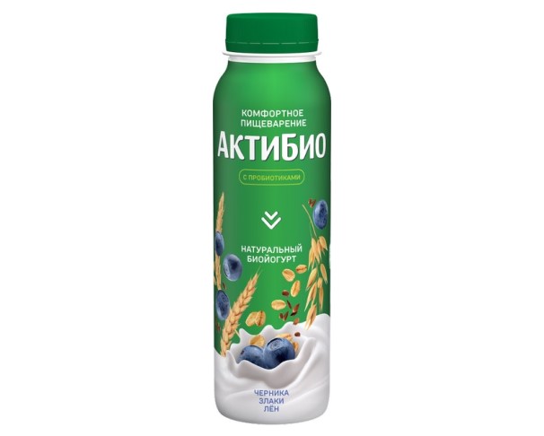 Йогурт АКТИБИО 260г Черн-5зл сем льна БЗМЖ / интернет-магазин напитков Лоза в Улан-Удэ