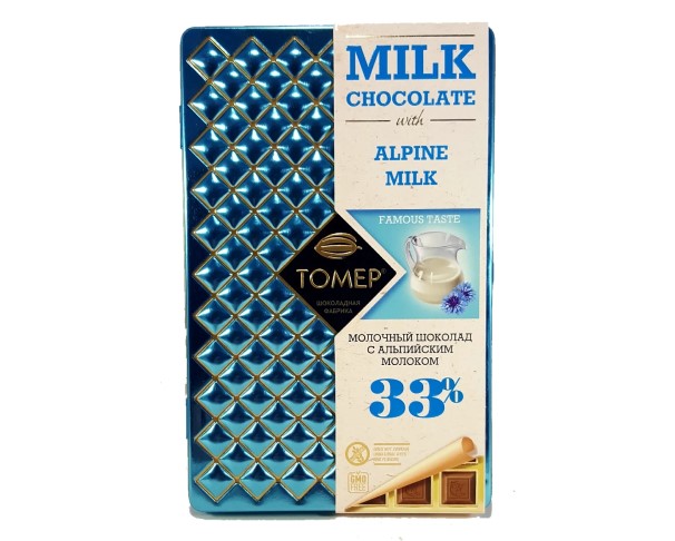 Шоколад ТОМЕР молочный с Альпийским молоком 90г ж/б / интернет-магазин напитков Лоза в Улан-Удэ