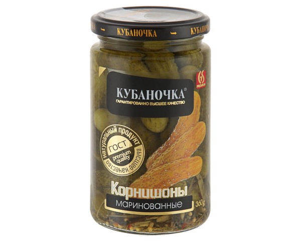 Огурцы КУБАНОЧКА Корнишоны 360г ст/б / интернет-магазин напитков Лоза в Улан-Удэ