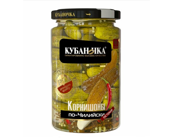 Огурцы КУБАНОЧКА Корнишоны острые 360г ст/б / интернет-магазин напитков Лоза в Улан-Удэ