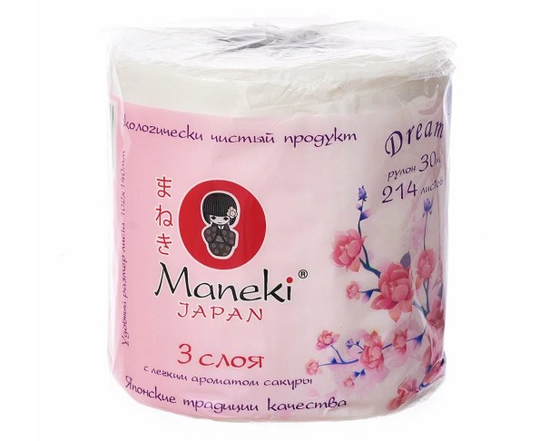 Бумага туалетная МАНЕКИ Сакура 3сл 1рул / интернет-магазин напитков Лоза в Улан-Удэ