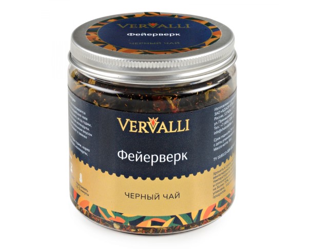 Чай VERVALLI черный Фейерверк 55гр банка / интернет-магазин напитков Лоза в Улан-Удэ