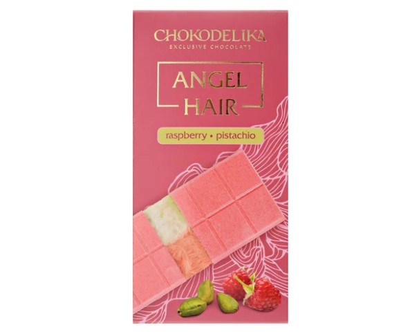 Шоколад ШОКОДЕЛИКА белый Angel Hair Малина/фисташка 150г / интернет-магазин напитков Лоза в Улан-Удэ