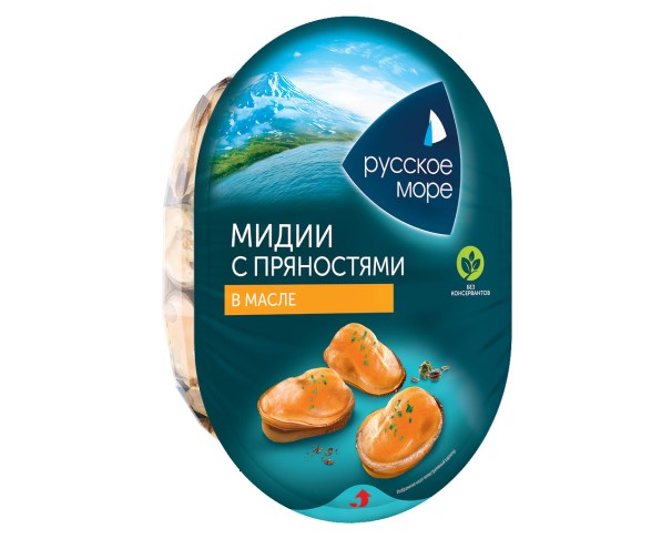 Мясо мидии РУССКОЕ МОРЕ Южные пряности в масле 180г / интернет-магазин напитков Лоза в Улан-Удэ