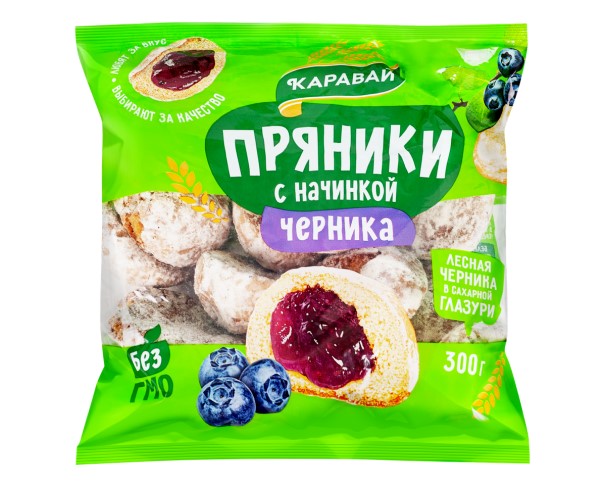 Пряники КАРАВАЙ с начинкой Черника 300г / интернет-магазин напитков Лоза в Улан-Удэ