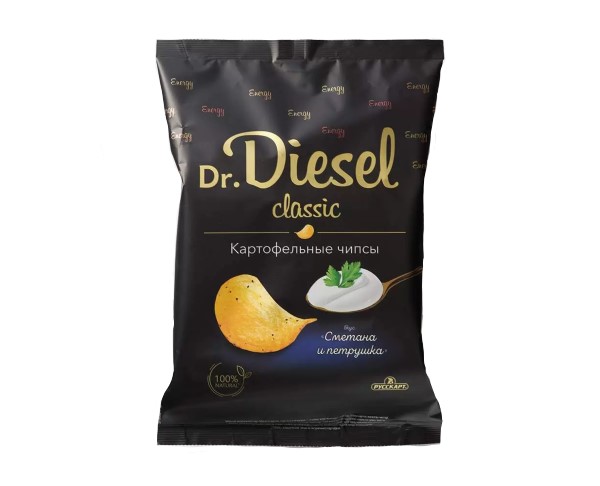 Чипсы ДОКТОР ДИЗЕЛЬ Сметана петрушка 120г / интернет-магазин напитков Лоза в Улан-Удэ