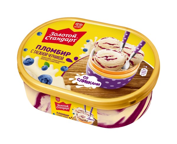 Мороженое ИНМАРКО ЗОЛОТОЙ СТАНДАРТ пломбир с черникой 445г БЗМЖ / интернет-магазин напитков Лоза в Улан-Удэ