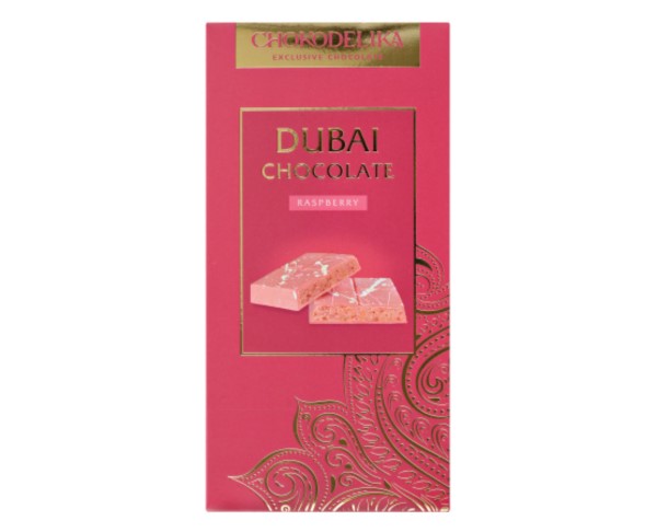 Шоколад ШОКОДЕЛИКА белый с начинкой Дубай малина 180г / интернет-магазин напитков Лоза в Улан-Удэ