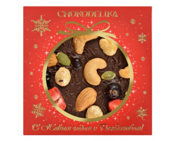 Шоколад ШОКОДЕЛИКА темный Клубника, миндаль, фундук 75г НГ / интернет-магазин напитков Лоза в Улан-Удэ