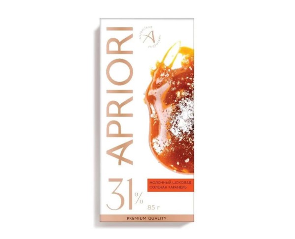 Шоколад АПРИОРИ молочный соленая карамель 85г / интернет-магазин напитков Лоза в Улан-Удэ