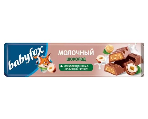 Шоколад Babyfox с ореховой начинкой 45г / интернет-магазин напитков Лоза в Улан-Удэ