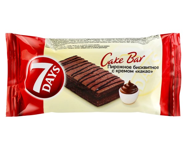 Пирожное бисквитное 7 DAYS Cake Bar неглаз с кремом какао 30г / интернет-магазин напитков Лоза в Улан-Удэ