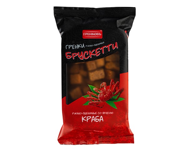 Гренки ГРЕНКОВЪ Брускетта с вкусом краба 100г / интернет-магазин напитков Лоза в Улан-Удэ
