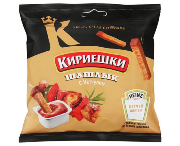 Сухарики КИРИЕШКИ Шашлык с кетчупом 60г / интернет-магазин напитков Лоза в Улан-Удэ